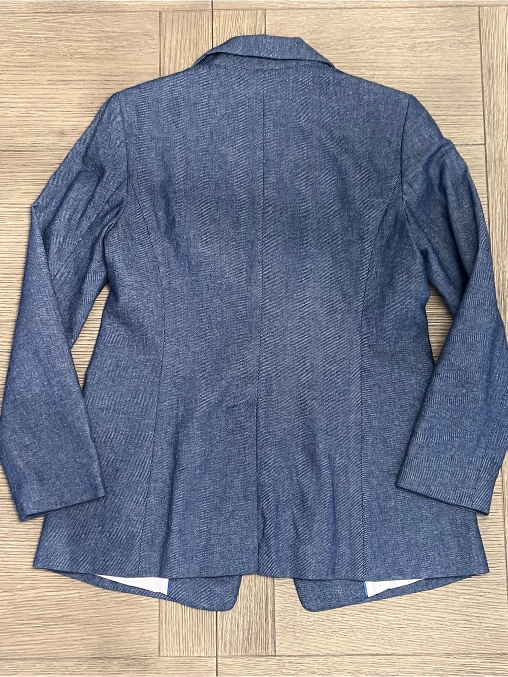 Talbots Denim Blue Cotton Linen Single Button Blazer Jacket - Picture 6 of 11